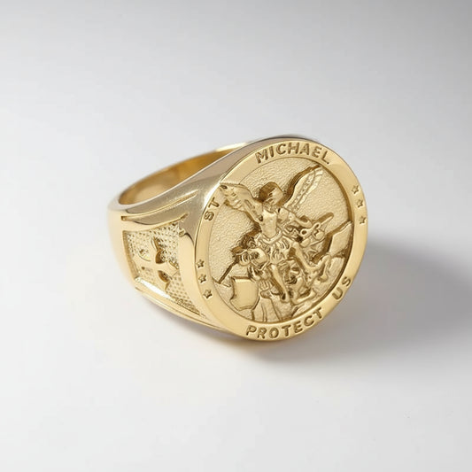 Gold Archangel Michael Ring