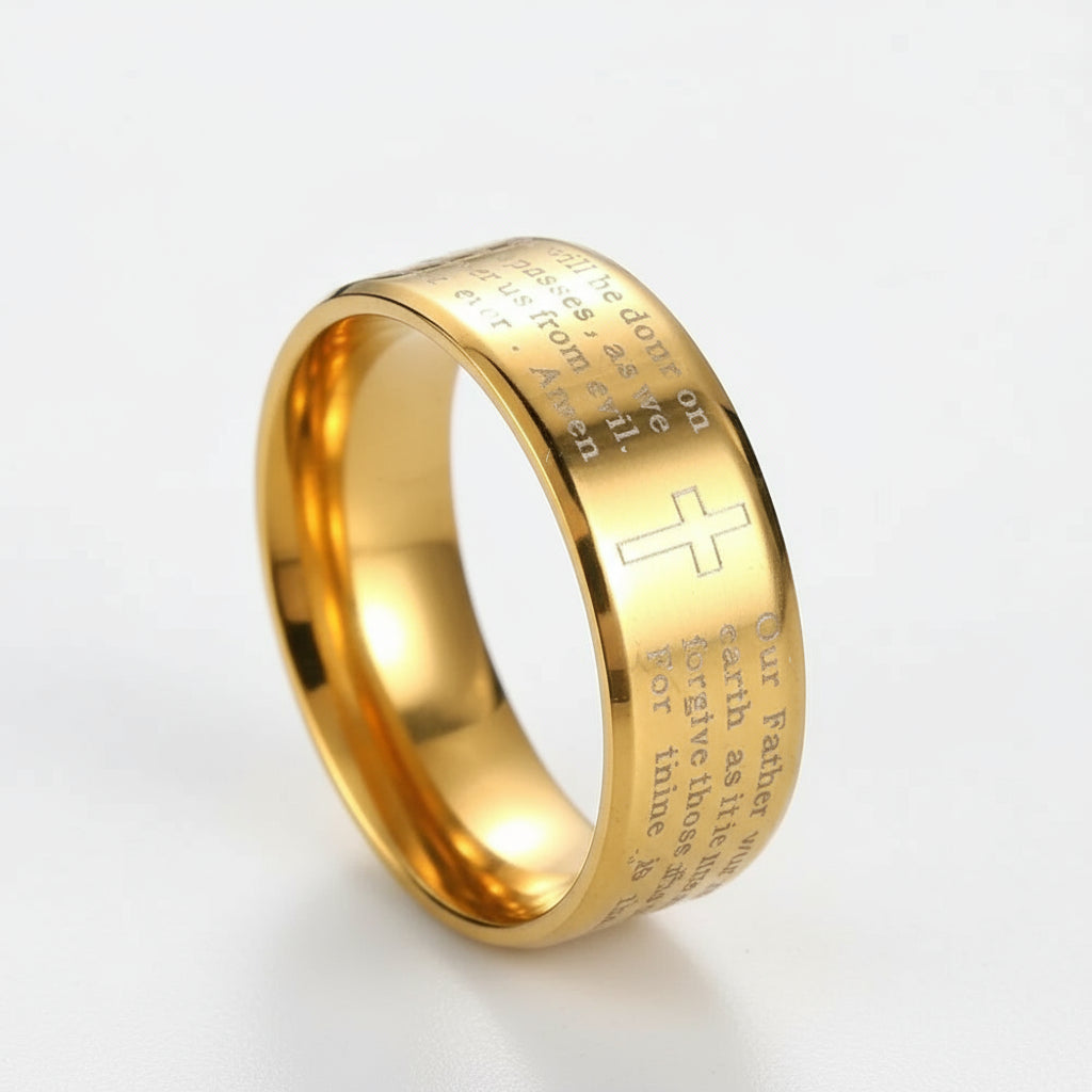 Gold Ring Engraved with The Lords Prayer.