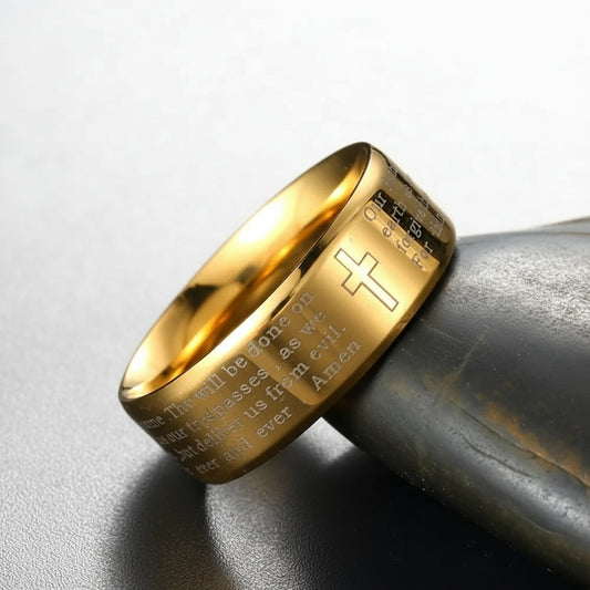 Gold Ring Engraved with The Lords Prayer.